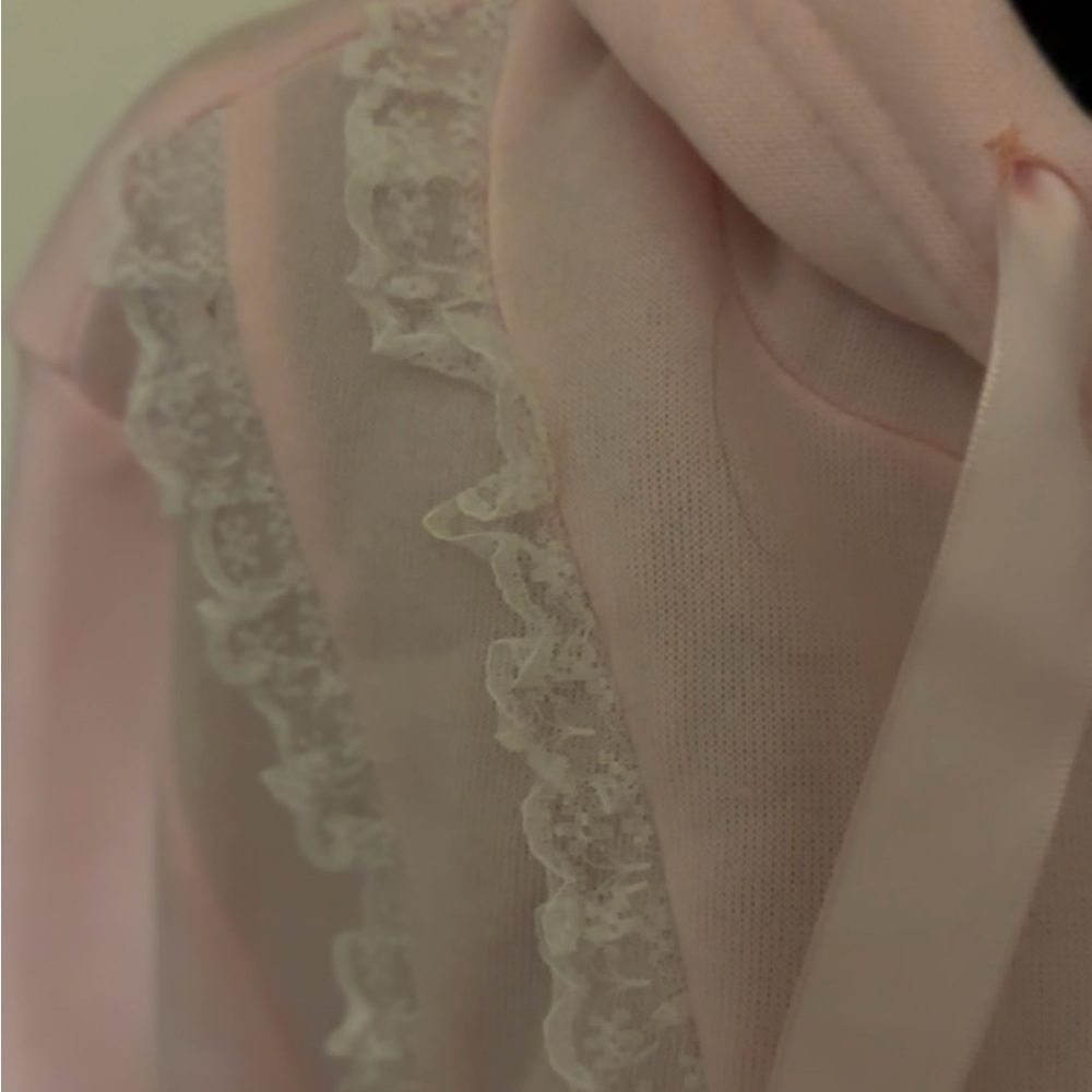 Pink Lace Trim Hoodie - Picture 2 of 5
